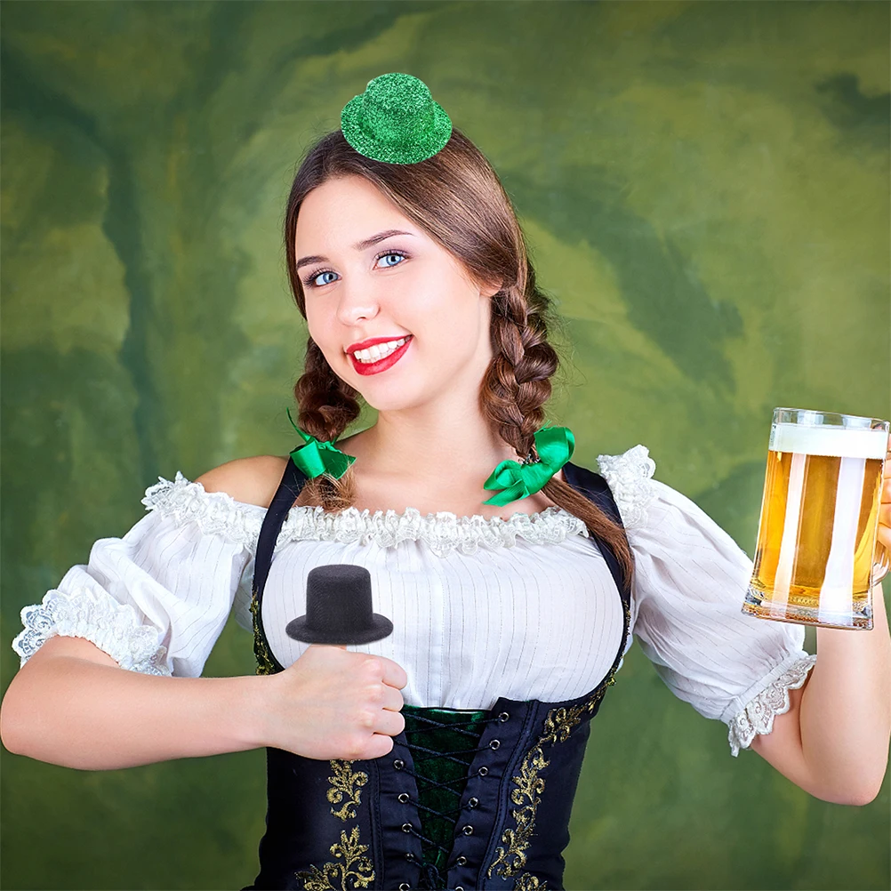 

6Pcs Handmade Small Hats Glittery Green Mini Hats for St Patrick's Day Decorative DIY Craft Party Favors Ireland Theme