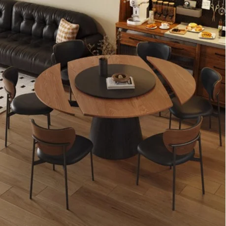 

French Vintage Solid Wood Folding Dining Table - Extendable Round Table 2026 New Model Perfect for Small Homes - American Vintag