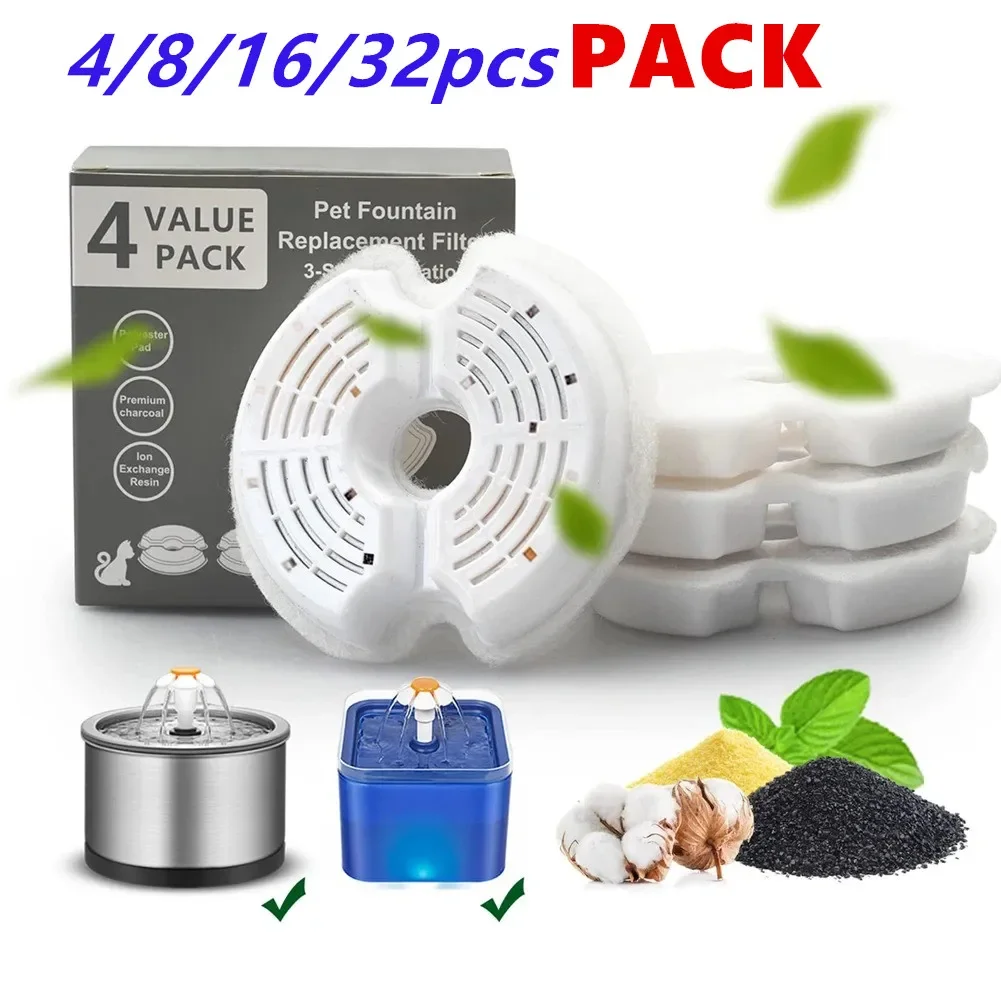 

Customizable 4/8/32Pcs Replaced Activated Carbon Replacement Fountain Filters