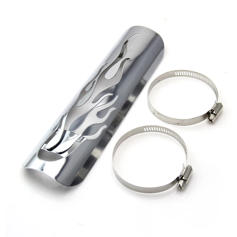 Motorcycle exhaust pipe heat shield, anti scalding plate, internal flame silver 46MM-70MM