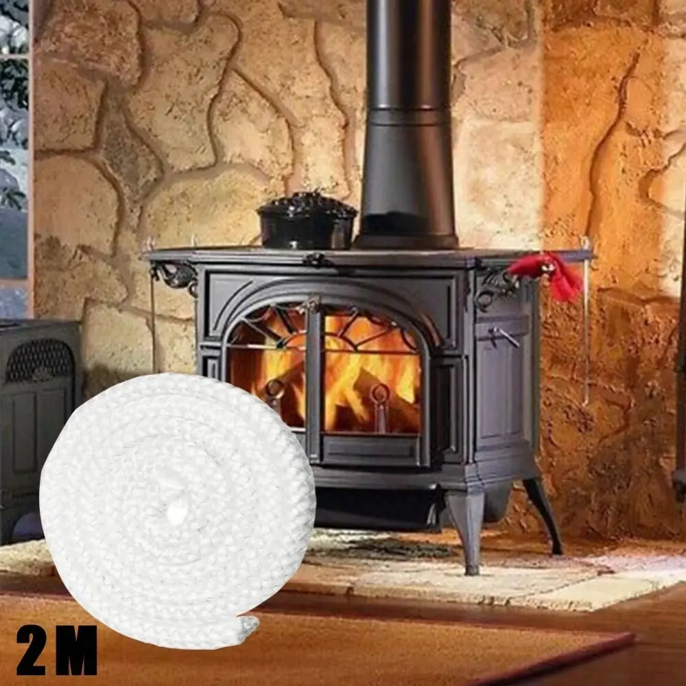 2m Fiberglass Sealing Rope Insulation Heat-resistant Fiberglass Fire Rope Easy-install Fireproof Sealing Strip