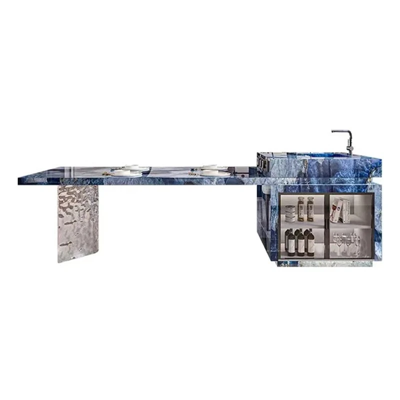 Full rock slab island, multi-functional kitchen light luxury guide