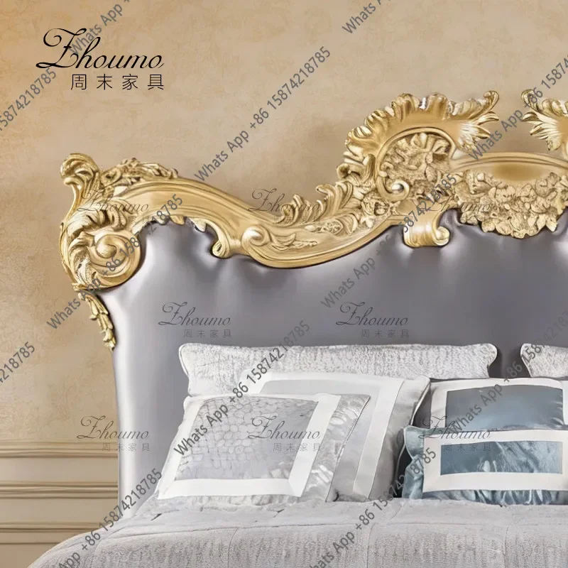 X32 Neoclassical Carving French Light Luxury Retro Double Bed Second Bedroom Hand-carved Master Bedroom Solid Wood Wedding Bed