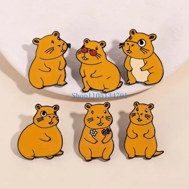 98km عصري Capybara الكرتون صدر طية دبوس عصري Capybara المعادن صدرية الدبوس الزخرفة للأزواج والاتجاهات