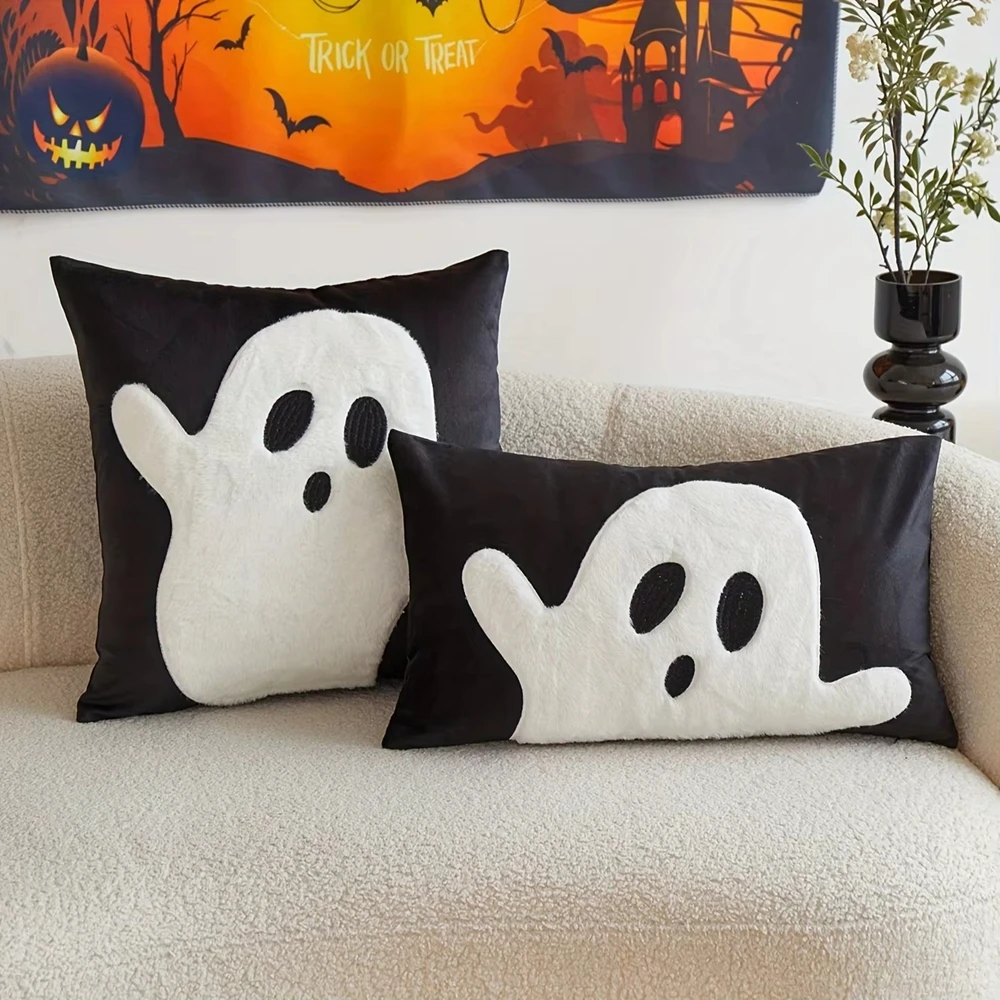 

30x50cm Halloween Cushion Cover, Linen Bats Ghoast Skull Pumpkin Rectangle Pillow Covers ,Cushion Cases for Home Sofa Chair
