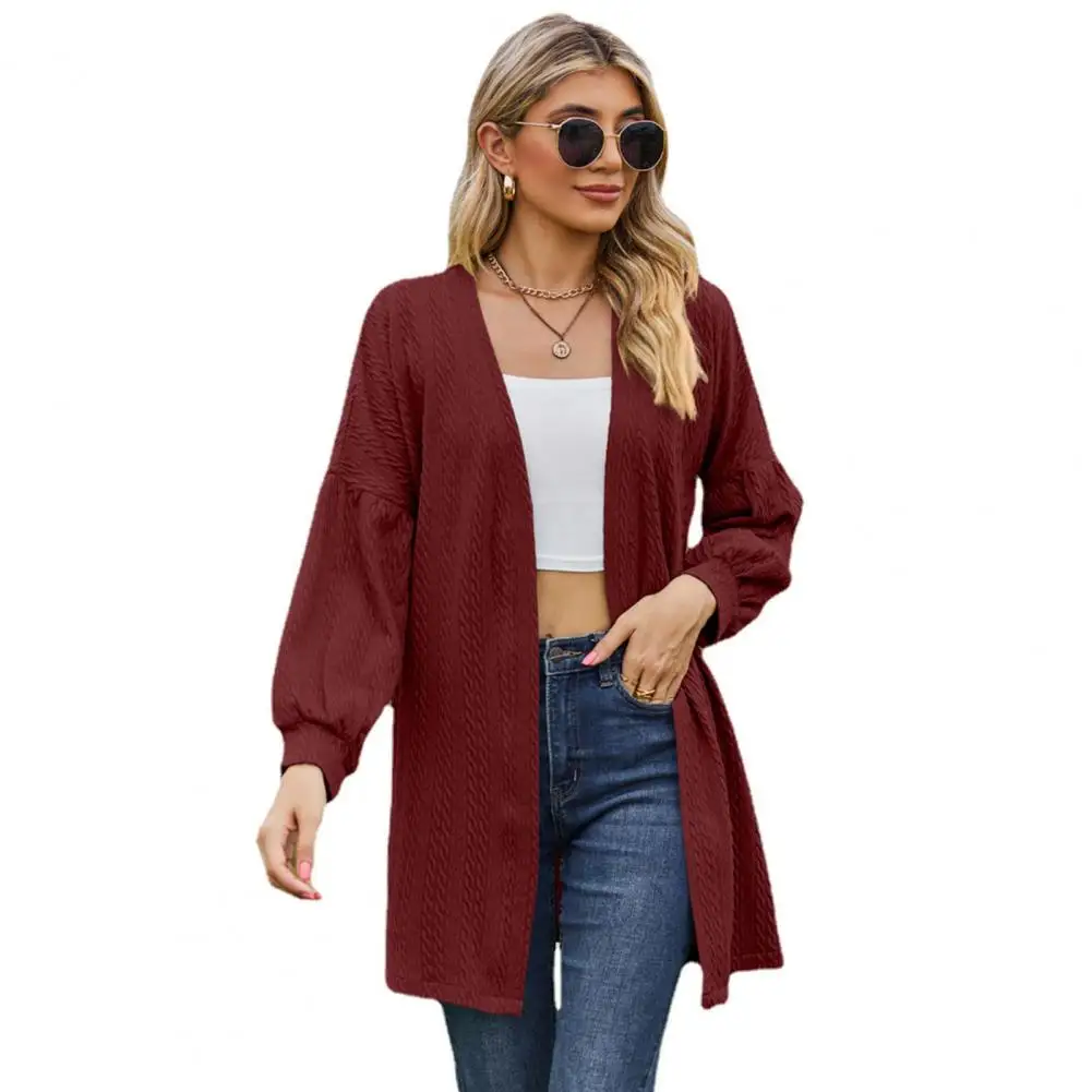 

Women Cardigan Jacket Knitted Long Sleeve Open Stitch Loose Spring Fall Sweater Coat chaquetas para mujeres