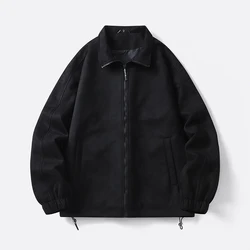 Men's Autumn Winter Solid Turn-down Collar Zipper Pockets Bandage Long Sleeve Cardigan Jacket Coats Fashion Casual Vintage Tops