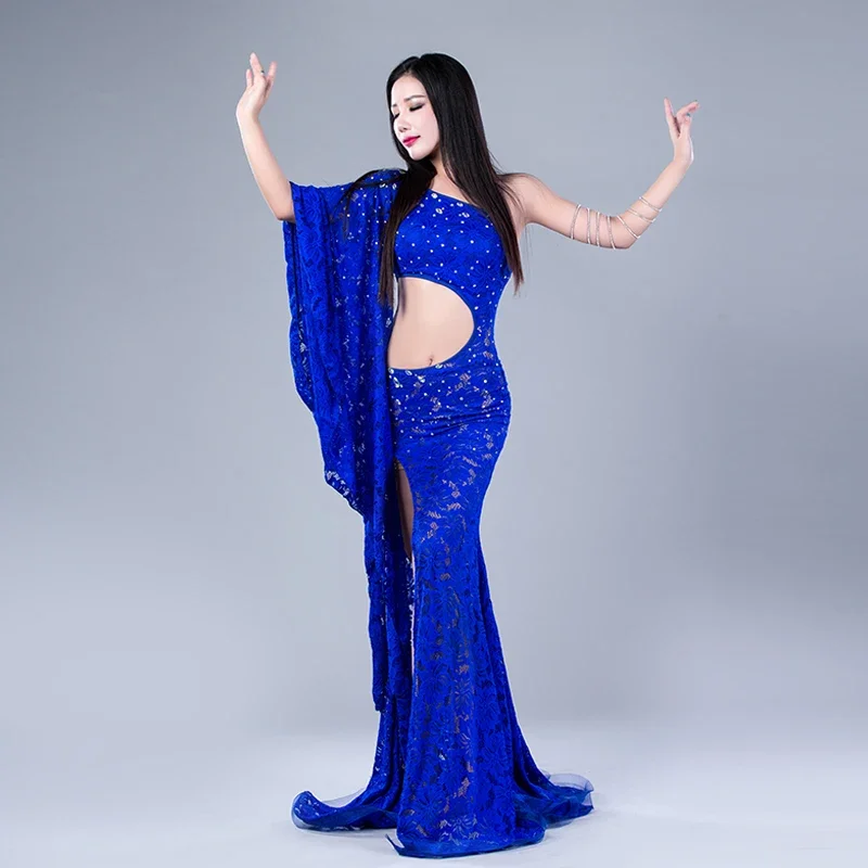 Modal Performance Belly Dance Lace Elegant Inclined shoulder Girl Dress Belly Dance Dresses Belly Dance Costumes Comfortable