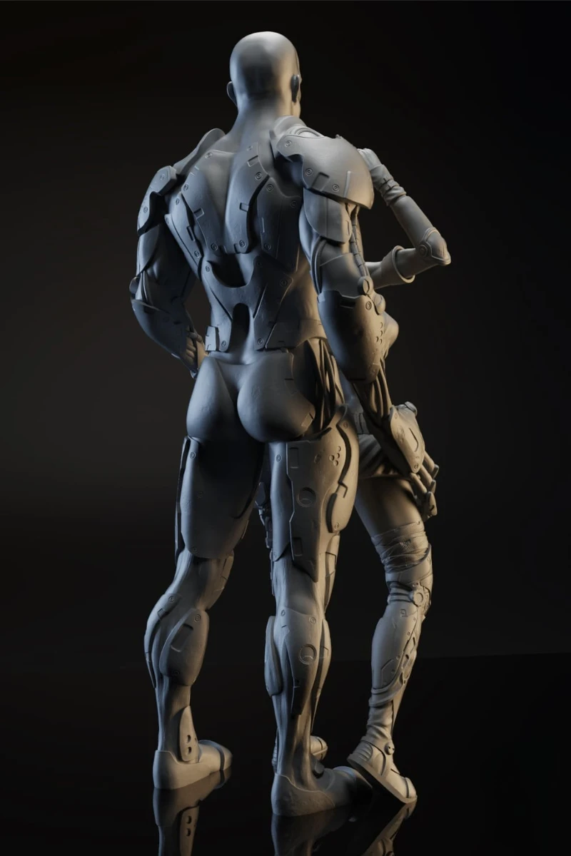 1/24 Scale Diecast Resin Figure Model Kit Close Combat Cyborg and Beauty Diorama Model Unassembled Unpainted