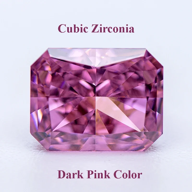 

Cubic Zirconia Crushed Ice Cut Dark Pink Color Rectangle Shape Charms Beads for Diy Jewelry Making Ring Materials No Certificate