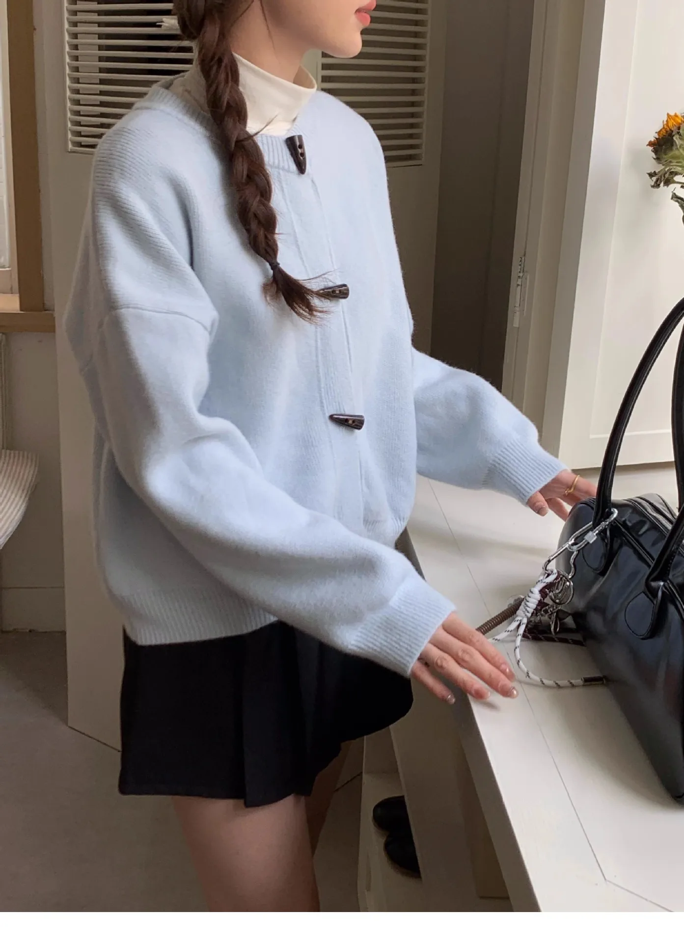 Cardigan rétro en corne de vache pour femme, pull à boutons, ample, court, tricoté, nouvelle collection automne et hiver