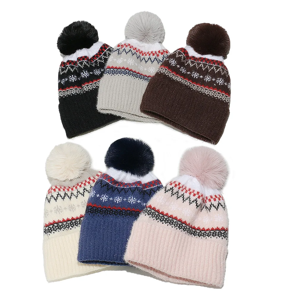 Vintage Knit Head Headwear Cap Hugger Toque Stocking Watch Autumn Winter Woolen Hat Bohemian Geometric Knitted Fleece Thickened