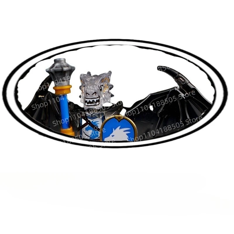 MOC نسخة الصدر من أجنحة معركة التنين، الظلام التنين فارس تمثال الزنزانة فسيفساء اكسسوارات هدية الحلي جمع