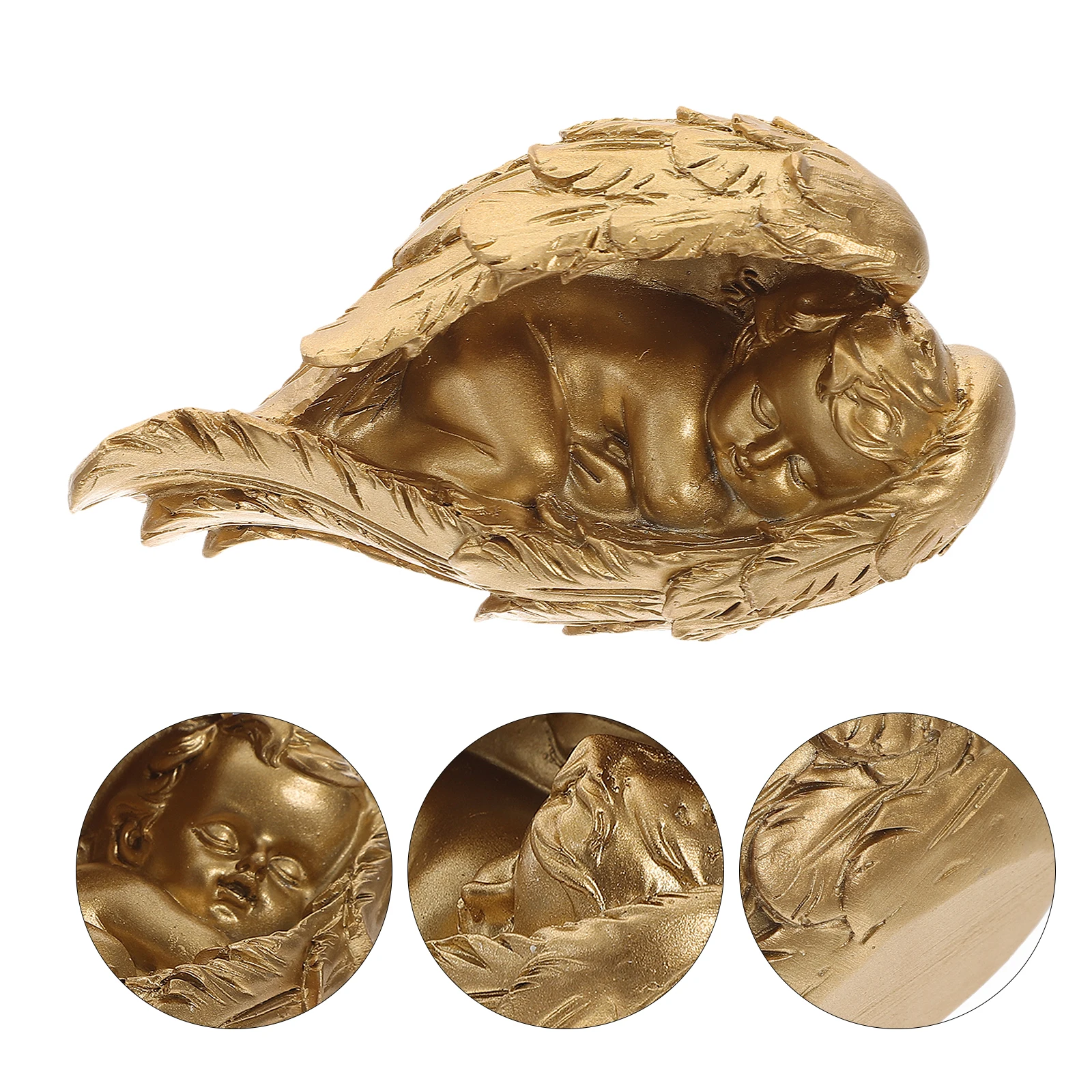 

1pc Golden Statue Sculpture Home Mini Sculpture Decor Mini Garden Statue Resin Crafts Angel Ornament Resin Crafts Gift