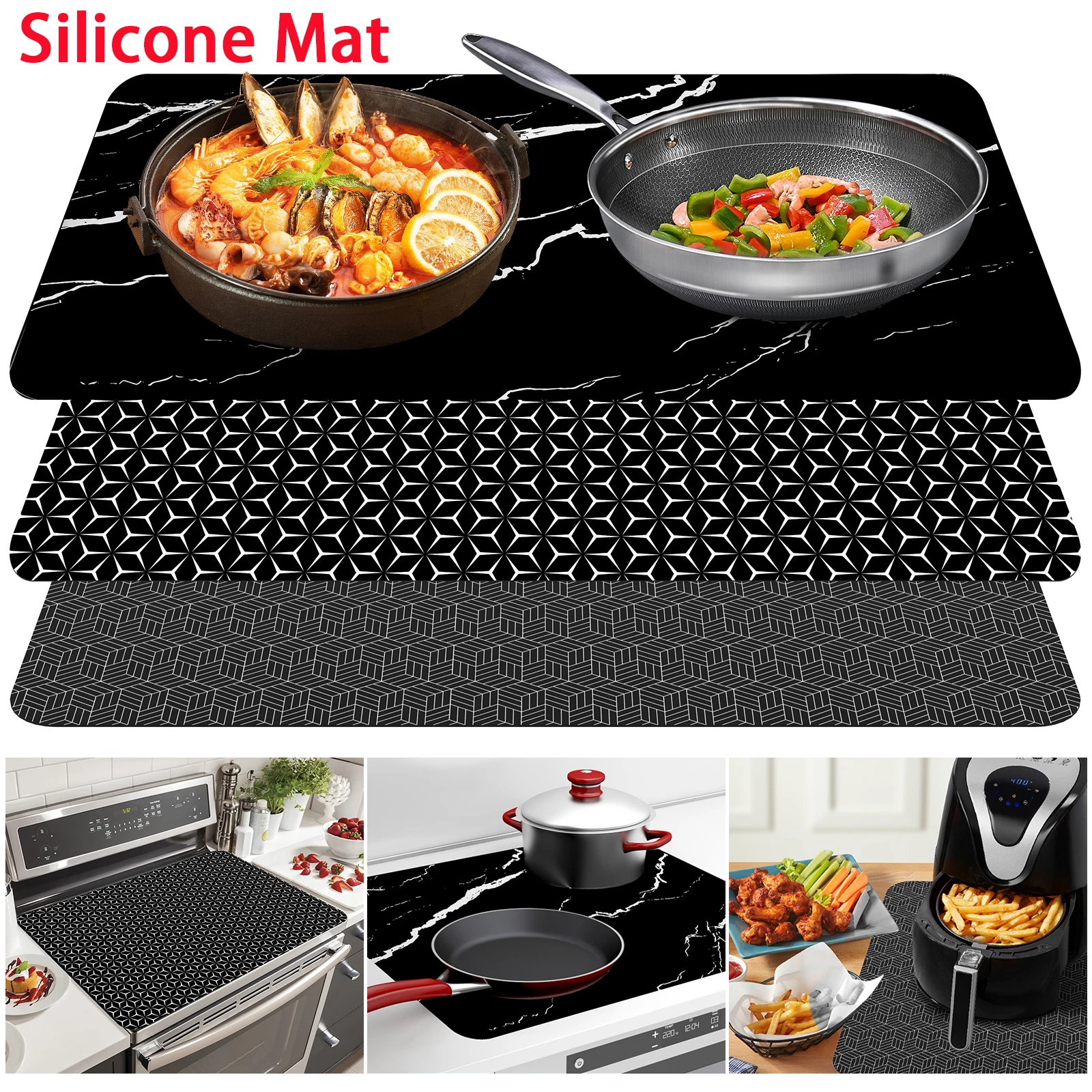 Induction Cooker Covers Silicone Mat Heat-resistant Electric Stove Cover Pad Cooktop Protector Mats Cooking Kitchen Accessories