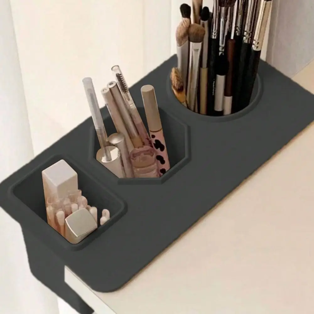 Wall Hanging Deskside Pen Holder Space-saving Three Compartment Organizer Pencil Holder Desk Pen Box Office Table Container
