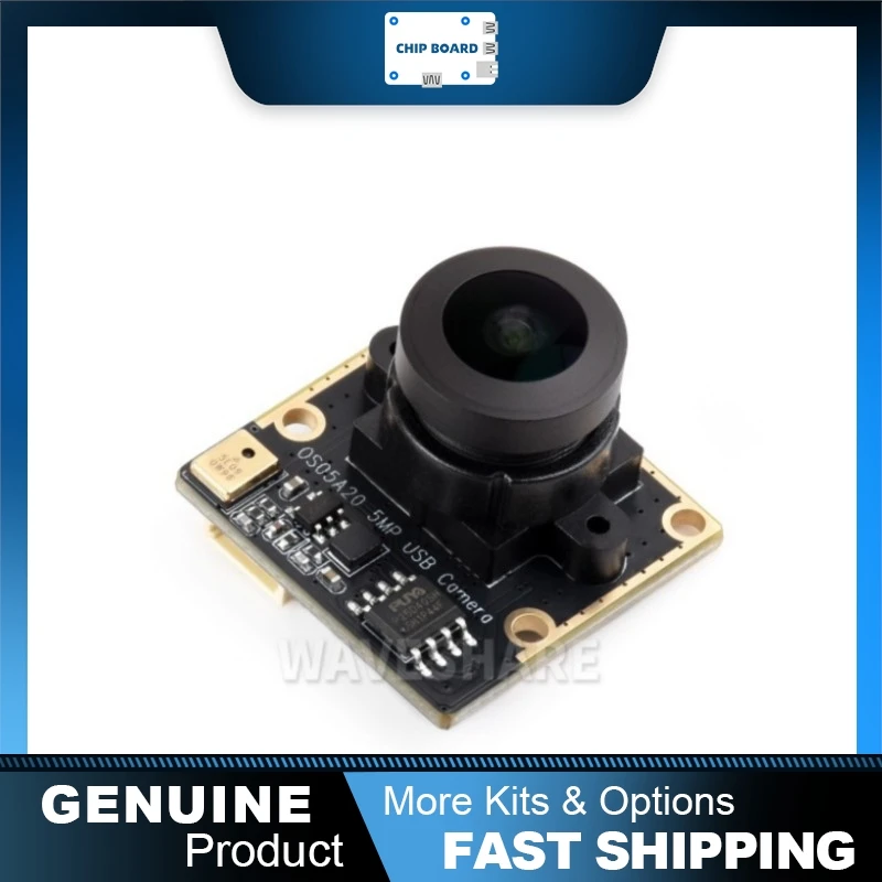 Waveshare OS05A20 5MP USB Camera Module Type B with 175 Degree Wide Angle Mic
