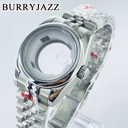 BURRYJAZZ 31mm NH05 NH06 Watch Case Silver Stainless Steel Case With Sapphire Crysta Waterproof