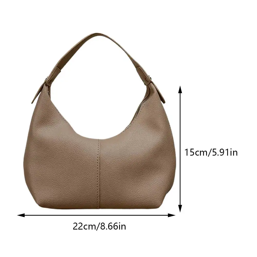 Women Vintage Underarm Bag PU Leather Simple Shoulder Purse Solid Color Casual Armpit Handbag Girls Outdoor Daily Bag