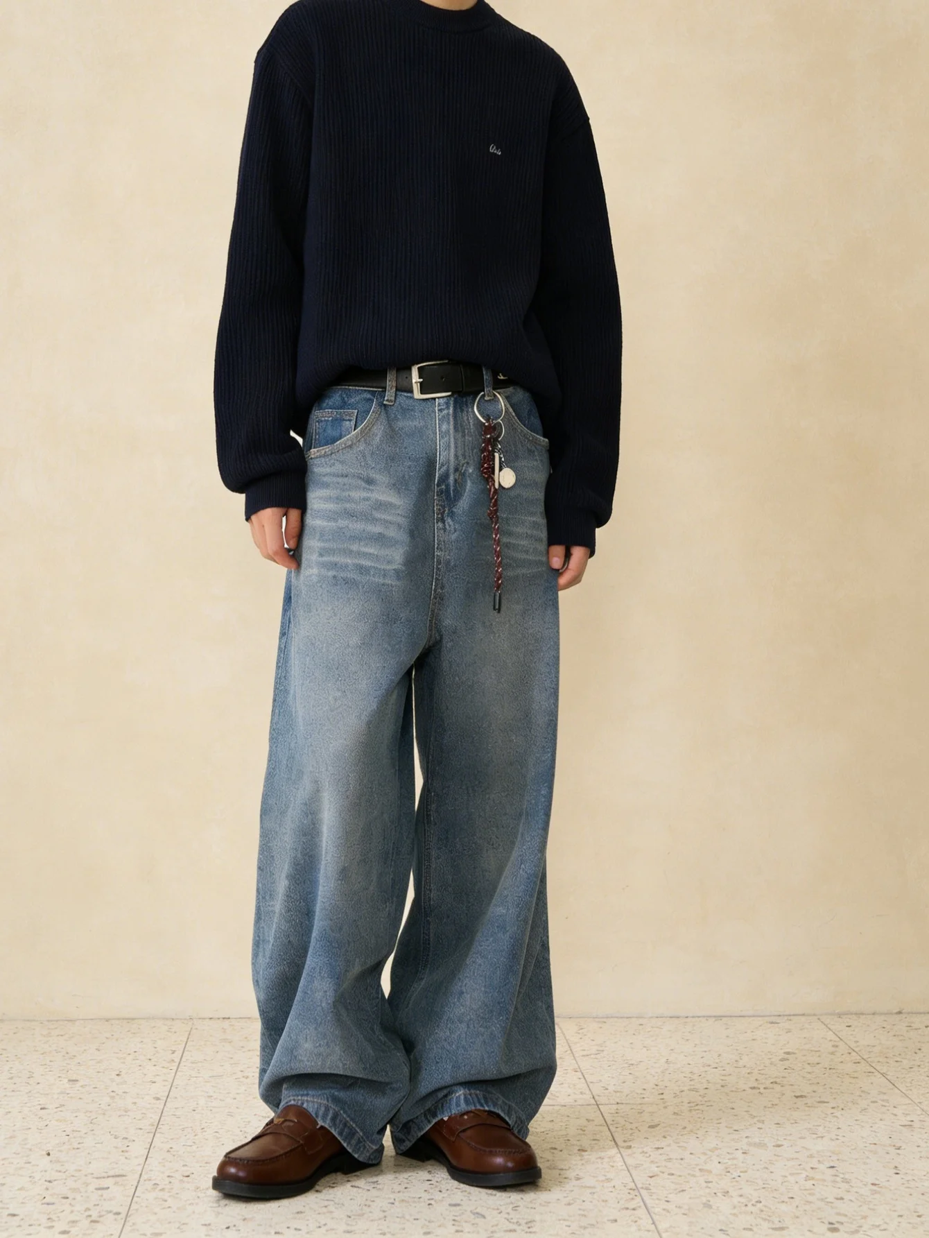 

Urban Blue Men's Baggy Jeans Pant For Man Original Y2K Drip Trend Casual Trousers No accessories or belts included