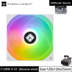 Thermalright TL-C12RW-S V2 chassis fan 12cm argb 4pin PWM fan Reverse wind and colorful heat dissipation fan