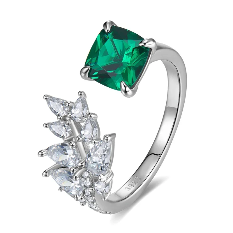 

S925 Серебряное Европейское и американское кольцо с высокоуглеродистыми бриллиантами 7*7 толстые Квадратные Кольца Женская мода простой Лидер продаж