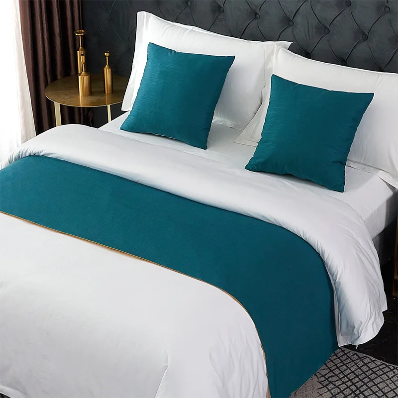 Nordic Solid Color Bed Runners Simplicity Cotton Linen Throw Runners Wedding Room Bed Flag Cover Hotel Decoration Bed Tail Towel