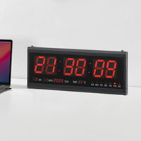 Red Large Numbers LED Digital Wall Clock with Date Temperature Digital Clock for Living Room, Bedroom, Kitchen Decoration