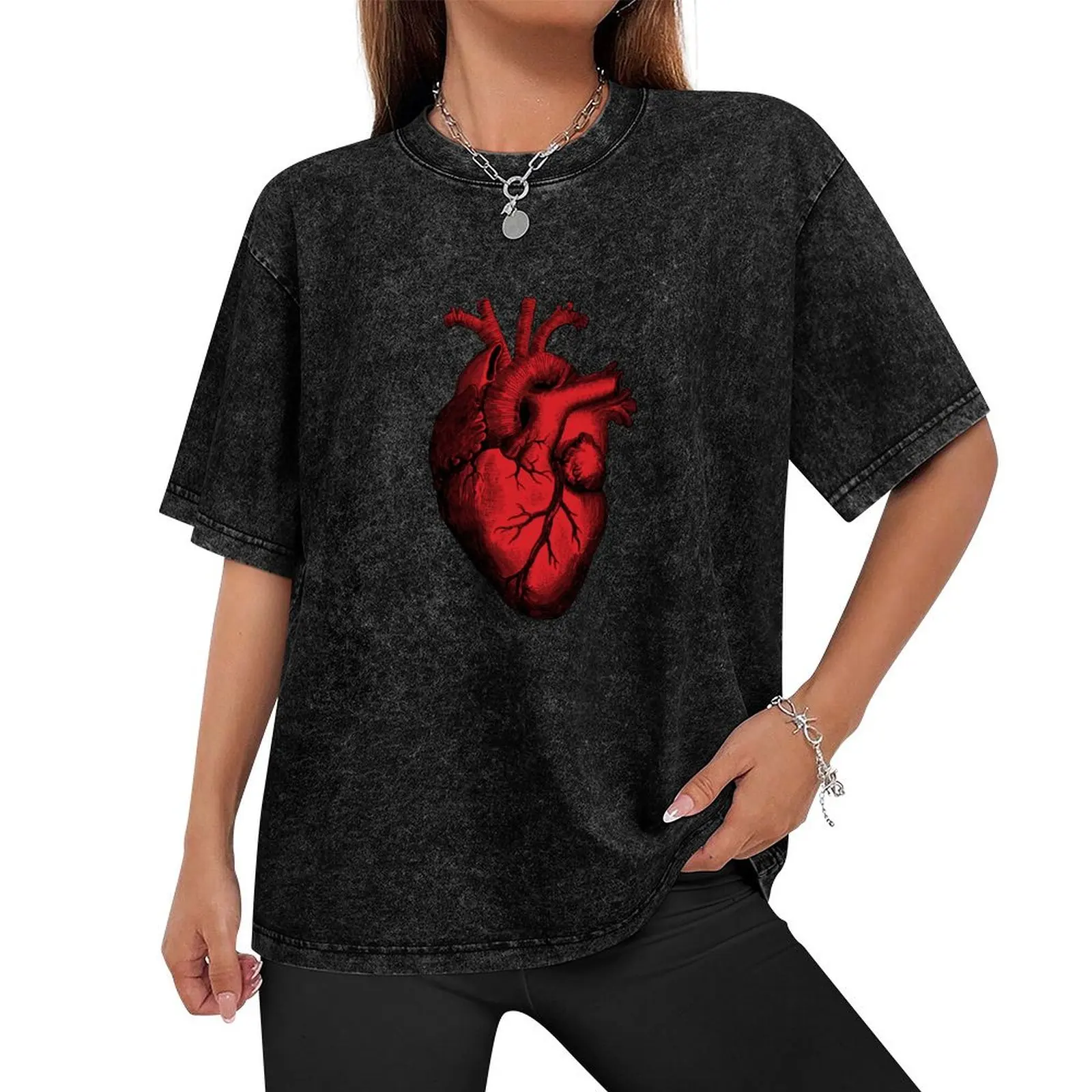 Red Anatomical Heart T-Shirt quick-drying cute tops custom shirt graphic shirts Men's cotton t-shirt