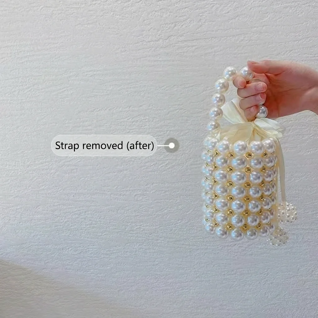 Pearl Bucket Handbag Versatile Pearl Cylinder Purse Handmade Faux Pearl Bag Detachable Crossbody Shoulder Bag For Date Commuting