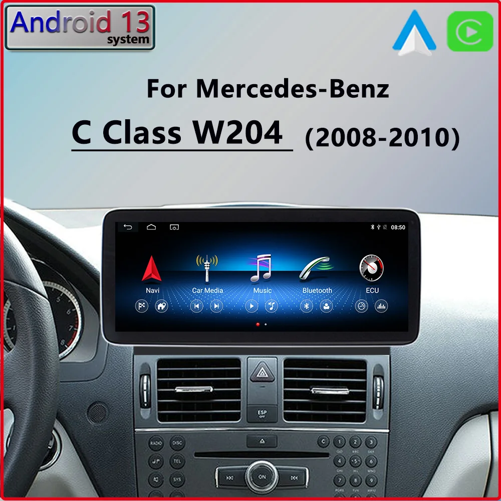 

W204 Android 13 для Mercedes Benz C Class C200 C300 беспроводной CarPlay 2008 2010 GPS навигатор Автомобильный DVD Радио мультимедийный плеер