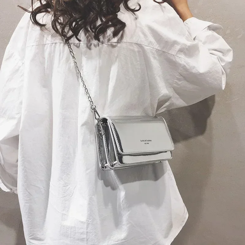 Square Women Shoulder Bag 2024 New Fashion Silver Bolso Mujer Chain Crossbody Bag Female Y2k Daily Shopping Sac A Main