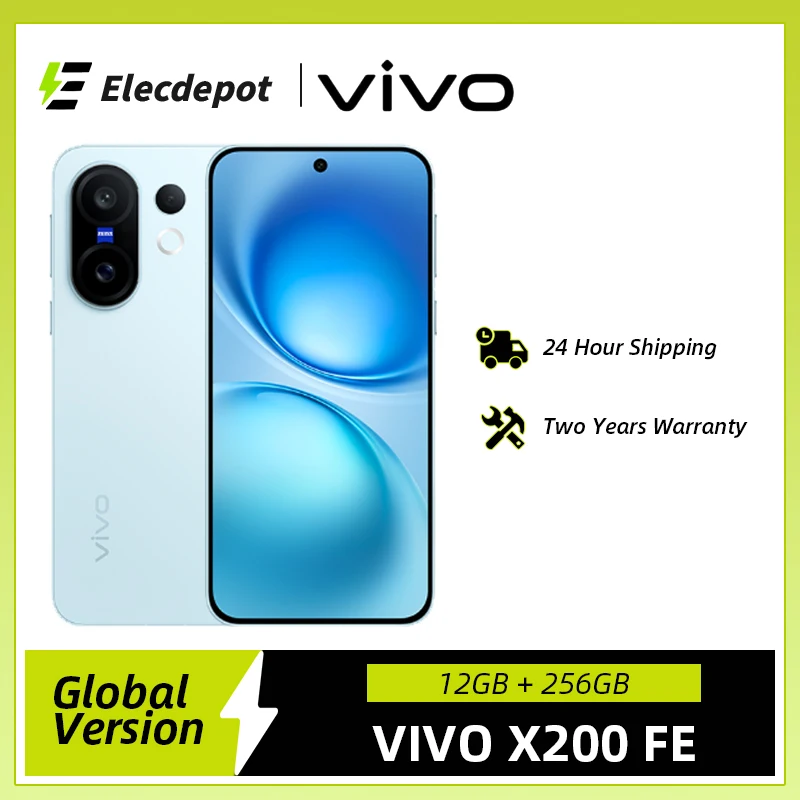 هاتف ذكي VIVO X200 FE 5G، 12 جيجابايت + 256 جيجابايت، تصميم مدمج 6.31 بوصة، معدل تحديث 120 هرتز، كاميرا تليفوتوغرافي ZEISS بدقة 50 ميجابكسل مع A