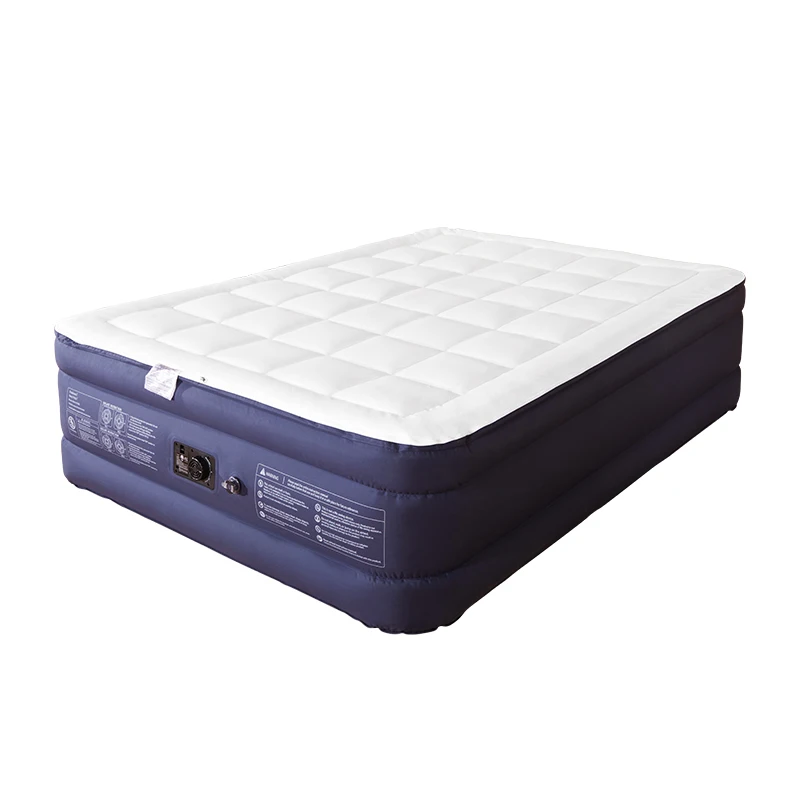 Factory Direct Custom Queen Quilted Air Mattress Modern Design Double Raised Inflatable Bed with Built-in Pump