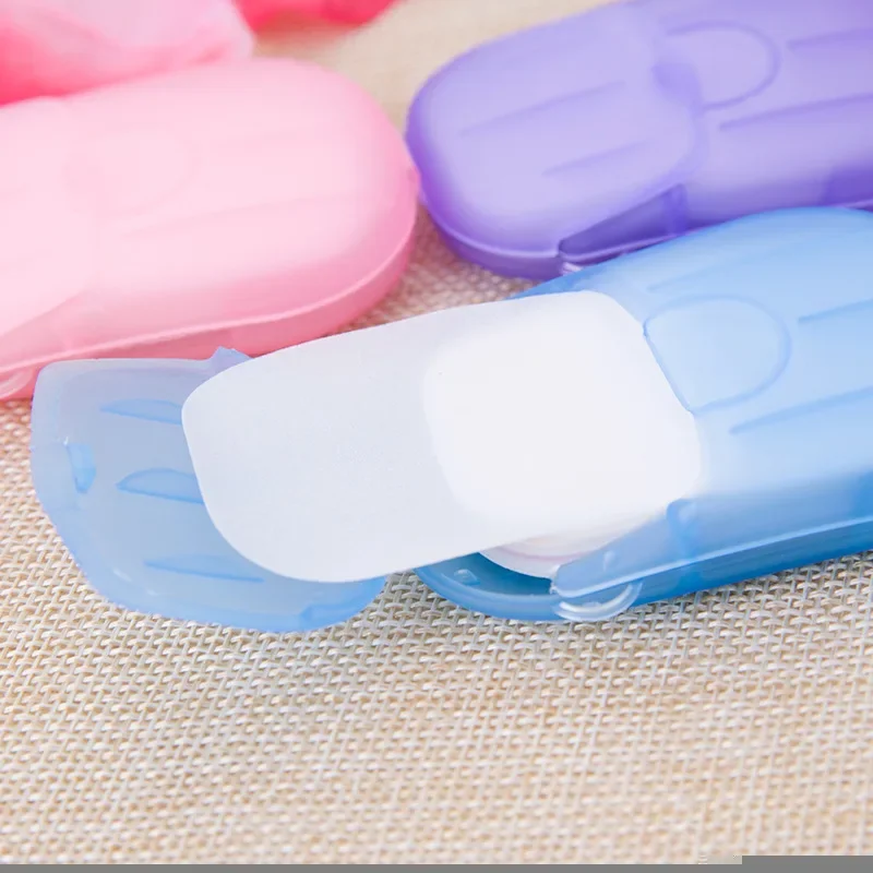 20Pcs Disposable Boxed Soap Paper Portable Hand Washing Box Scented Slice Sheets Mini Soap Paper Travel Portable Soap Dishes