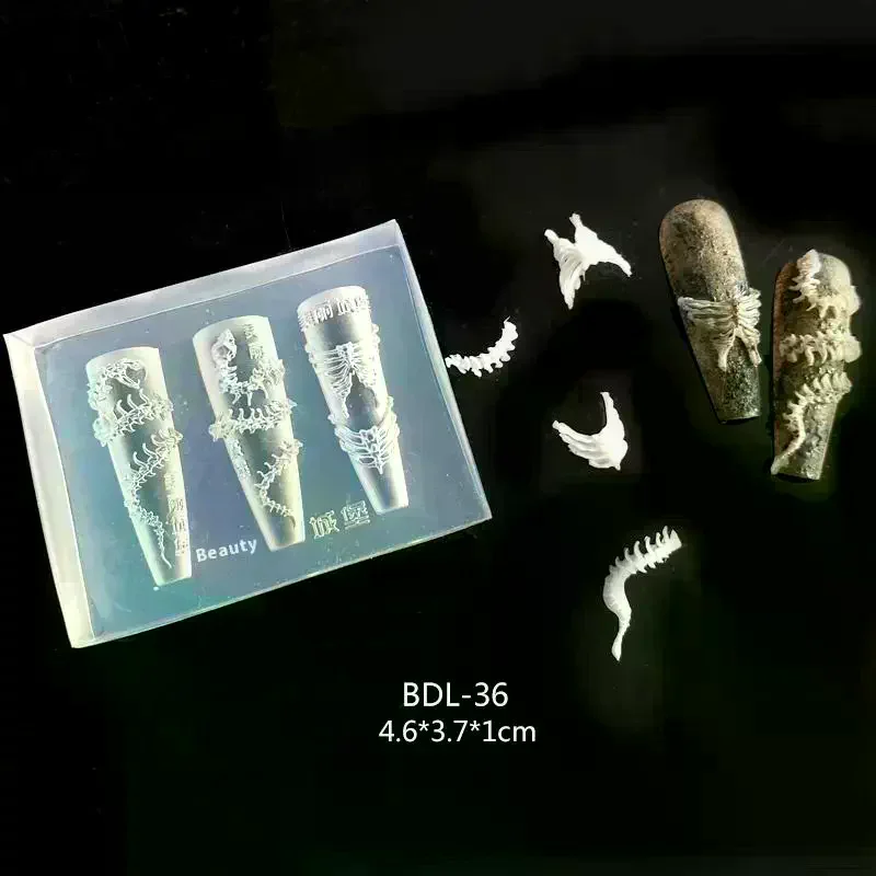 

1 шт., 3D форма для змеиной кости, аксессуары для украшения ногтей, дизайн «сделай сам», силиконовые декоративные шаблоны для дизайна ногтей, форма для ногтей