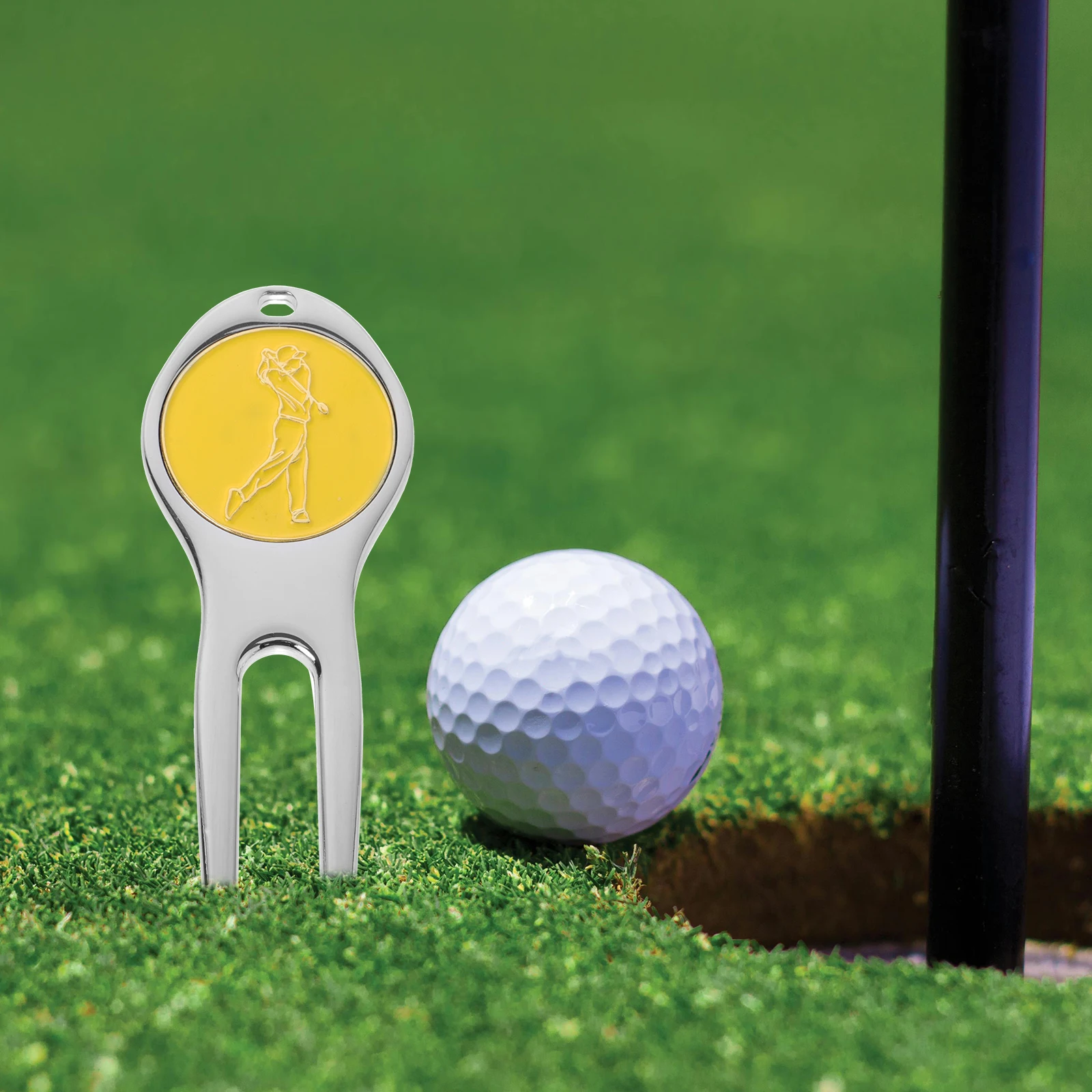 

Golf Divot Zinc Alloy Repair Golfing Accessories Tool Portable Marker Yellow Golfs Accessories Lawn Maintenance