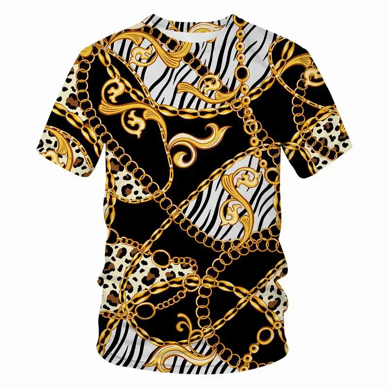 Summer New Men's T-shirt 3D Printed Chain Fashion Trend Street Leisure Comfortable Top Plus Size Short Sleeve