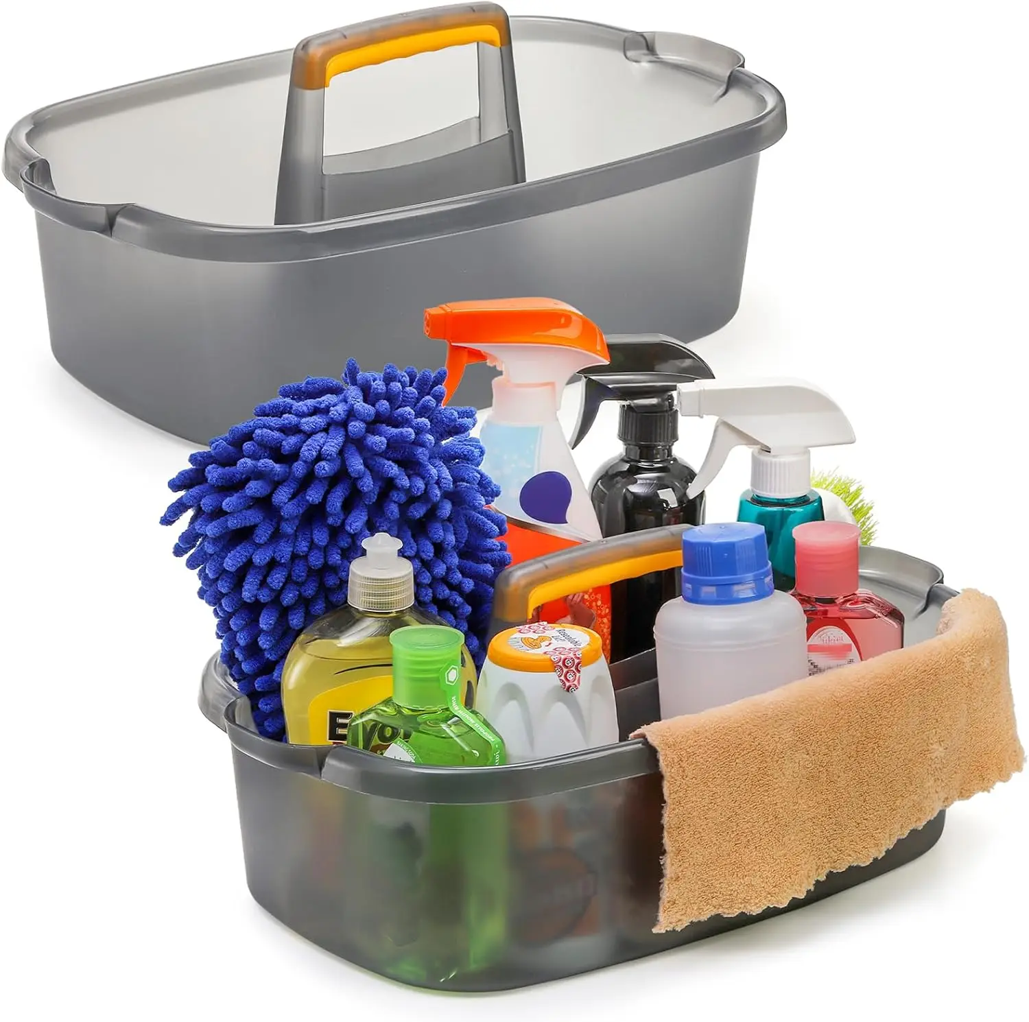 

2-Pack Large Plastic Cleaning Caddy with Handle, Portable Storage Bucket for Bathroom and Kitchen Organization