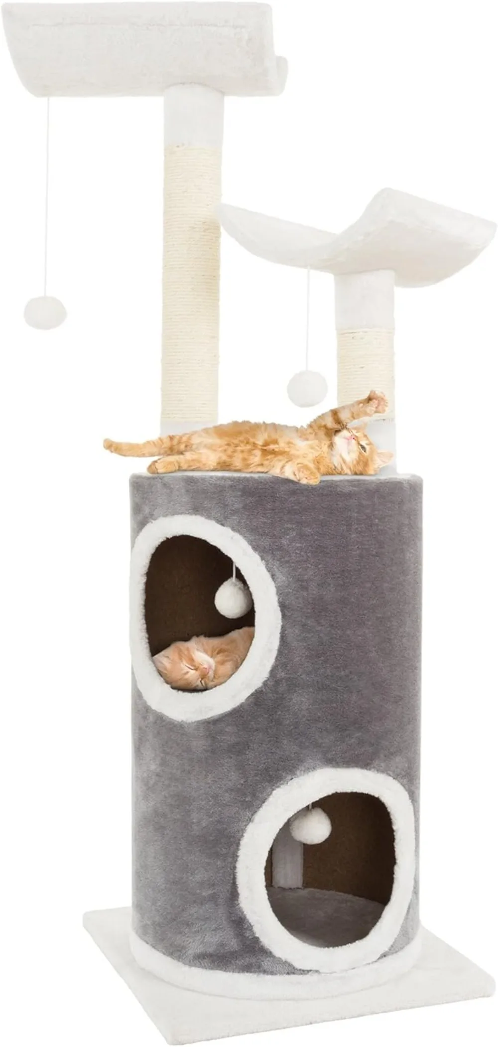 5-Tier Cat Tower with 2 Napping Perches, 2 Story Cat Condo, 2 Sisal Rope Scratching Posts, Hanging Toys – (Gray)