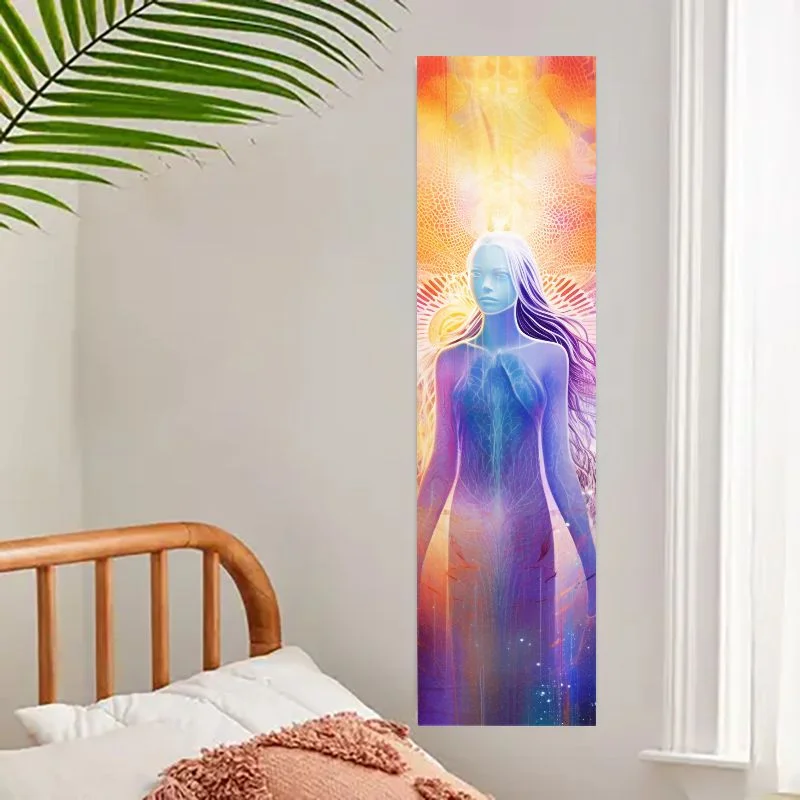 VIKAMA Vertical Fantasy Sky Tapestry - Blue Moon & Ocean Cliff Wall Hanging for Bedroom Living Room Dreamy Decor