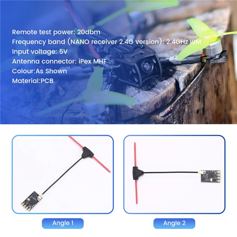 Excellenttquality-ELRS 2,4G Empfänger FPV Drone Empfänger mit T Typ Antenne für RC FPV Long Range Racing Drone Quadcopter