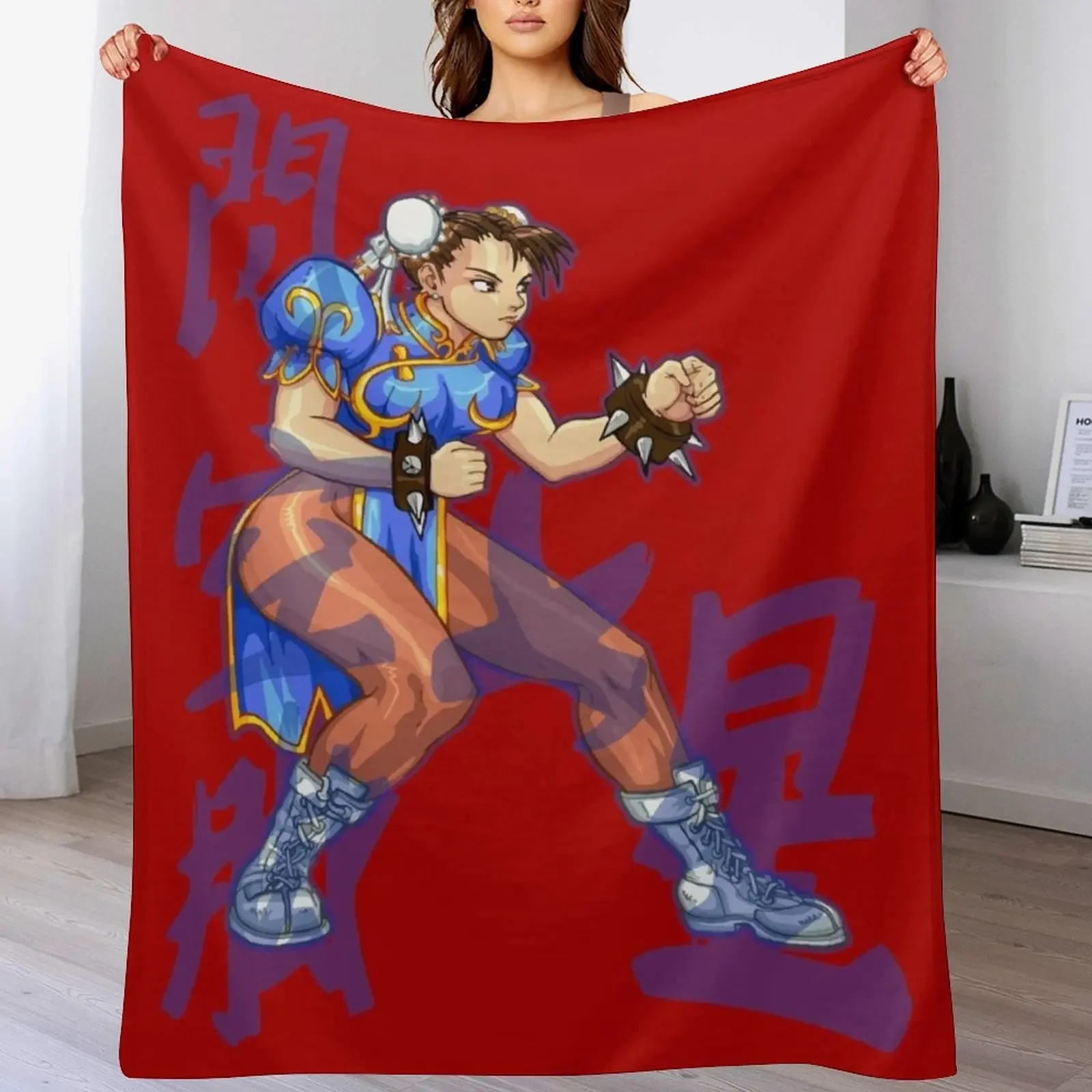 

Chun-Li Throw Blanket Hair Cute Plaid Blankets For Baby anime Blankets