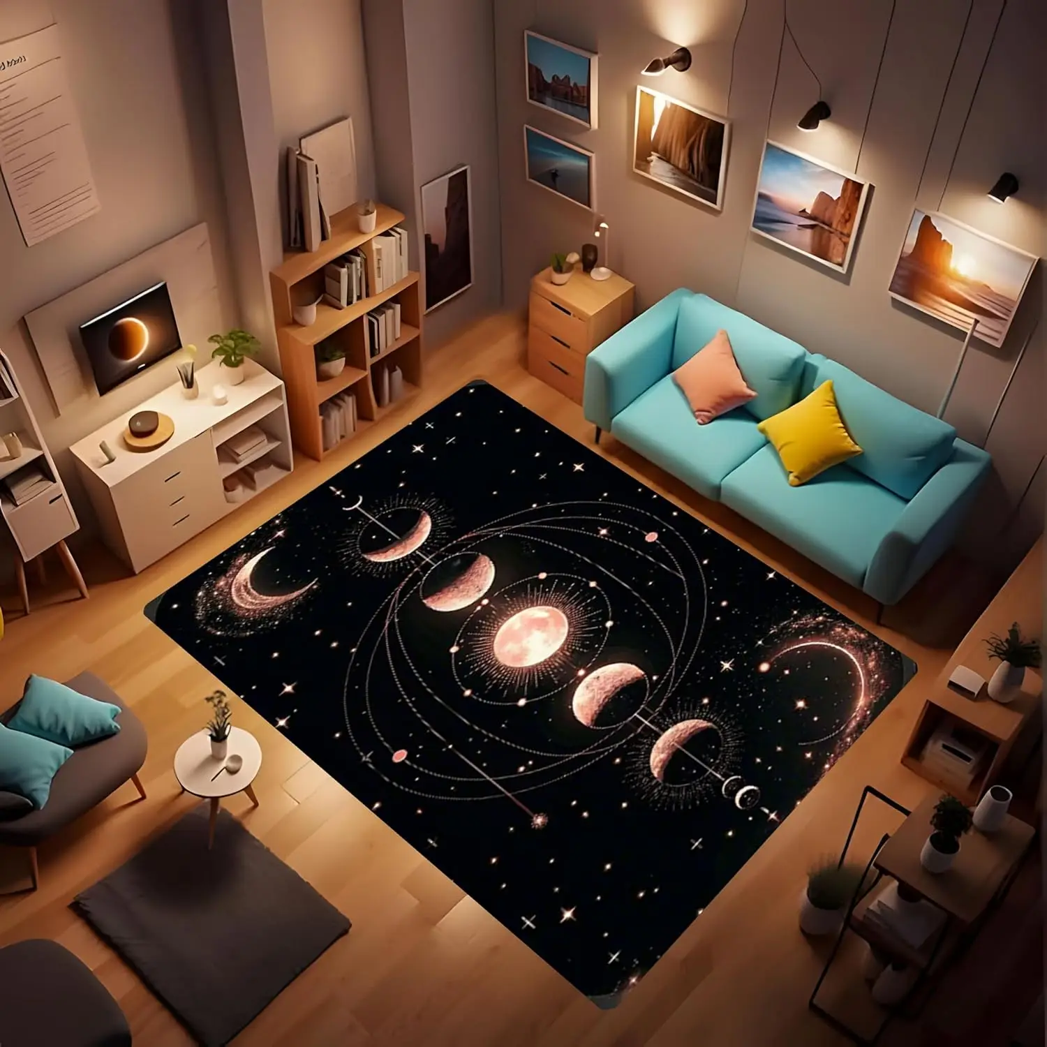 

Cartoon Alien Home Decoration Carpet, Planet Moon Various Planet Carpets Anti slip oversized floor mat suitable for living rooms