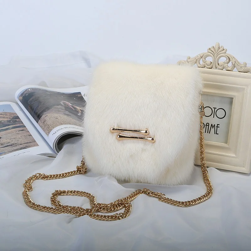 Bolso de cuero de visón auténtico, bandolera para mujer, bolso para teléfono móvil, bolso de hombro para mujer, bolso cruzado para mujer, bolso de mano para mujer