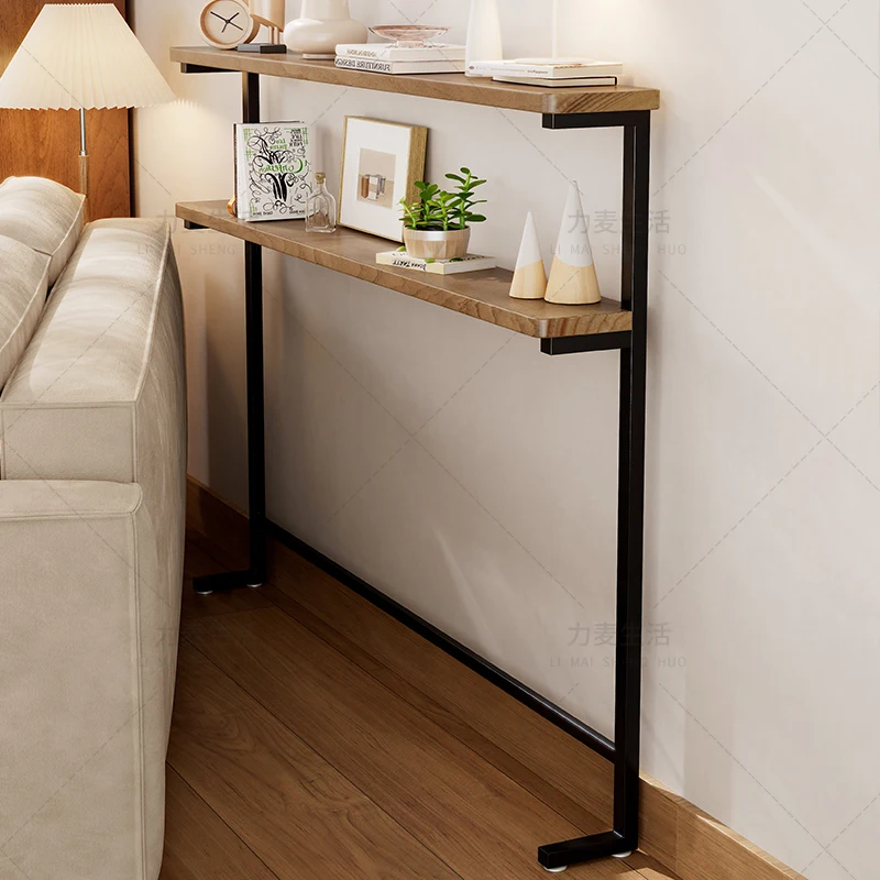 Sofa rear radiator rack bed head and tail gap long strip narrow table double layer space saving storage back cabinet