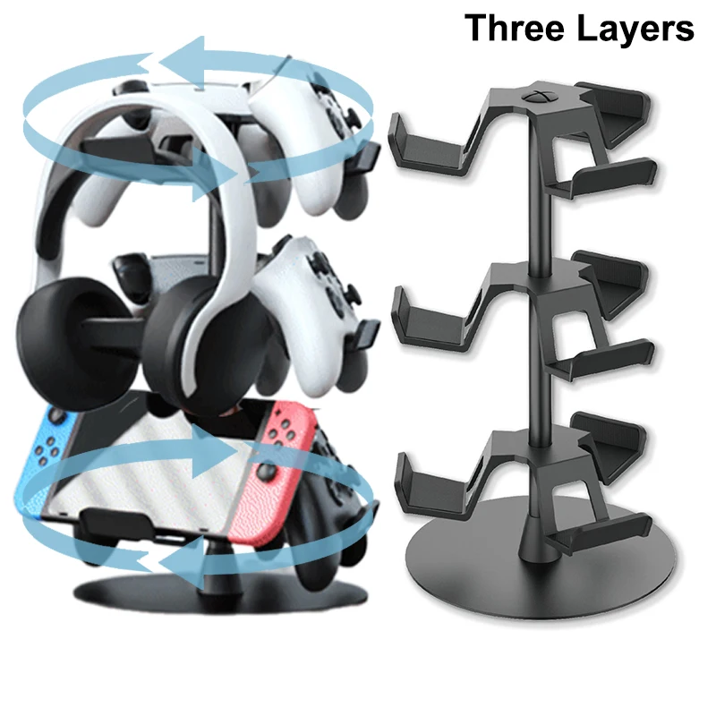 3-Tier Game Controller Stand, Holds 12 Controllers, Black Controller Organizer Compatible For PS4/PS5/Xbox One/Switch Pro
