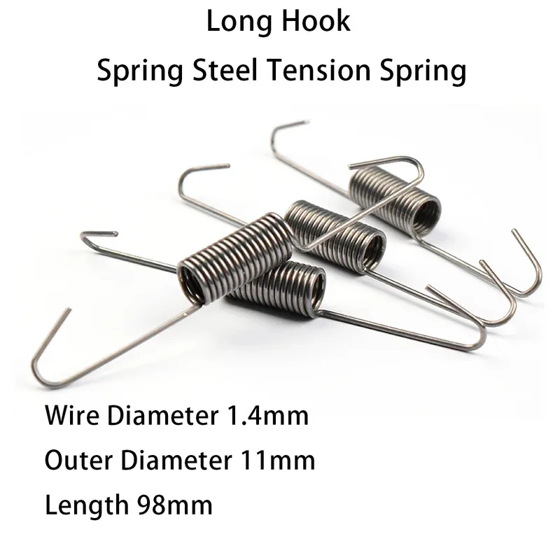 

5/10/20/50Pcs Long Hook Spring Steel Tension Spring Sofa Spring Parts Wire Diameter 1.4Mm Outer Diameter 11Mm Length 98Mm