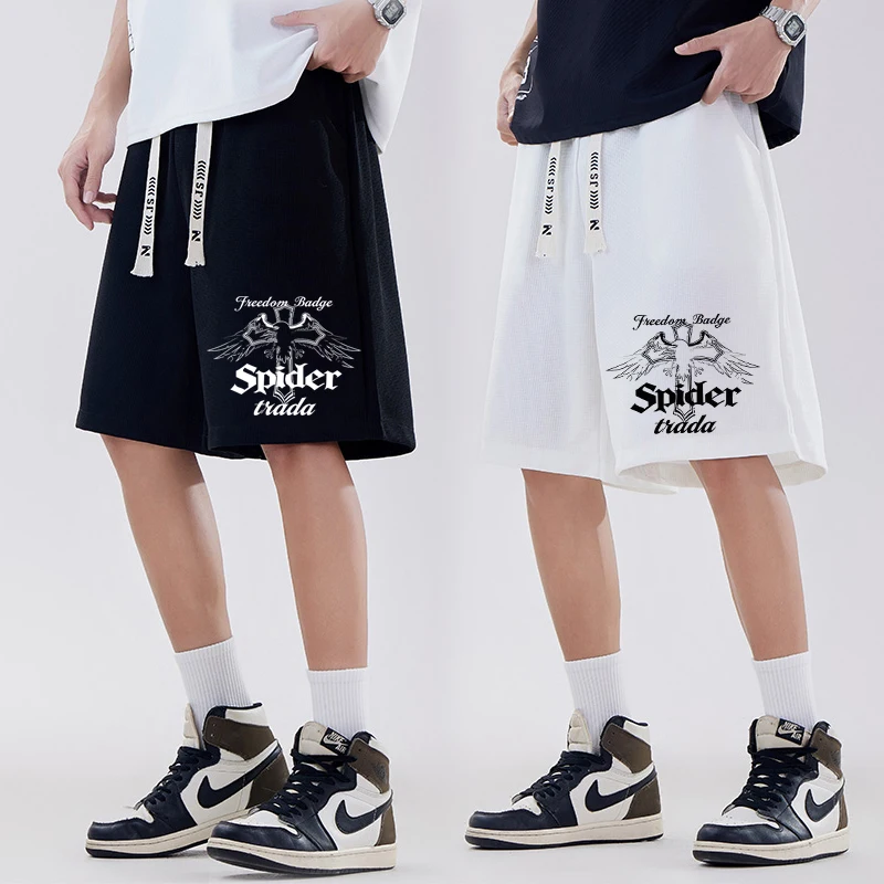 

Модные летние мужские шорты-бермуды в уличном стиле, спортивные, повседневные, свободного кроя, не мнущиеся, из полиэстера.