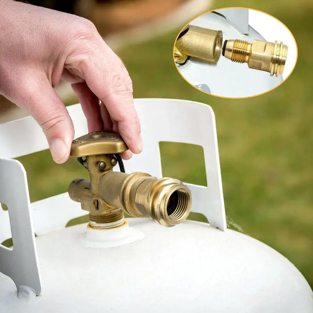 Propane LP TANK POL Service Valve to QCC Outlet Brass Adapter, Camping Outdoor Gas Connector, For Propane Inflation & Gas Stove